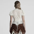 PUNK RAVE Women's Gothic Puff Sleeved Lace Hem Shirt