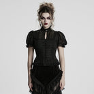 PUNK RAVE Women's Gothic Puff Sleeved Lace Splice Chiffon Shirt