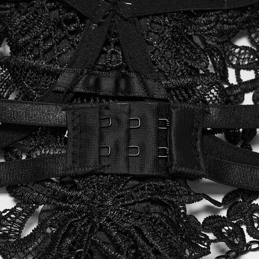 PUNK RAVE Women's Gothic Rose Chain Bralet Black
