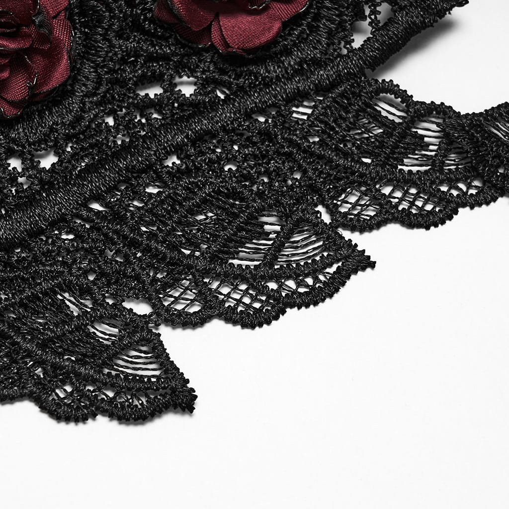 PUNK RAVE Women's Gothic Rose Chain Hip Harness Black-Red