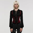 PUNK RAVE Women's Gothic Rose Cutout Lace-up Underbust Corset