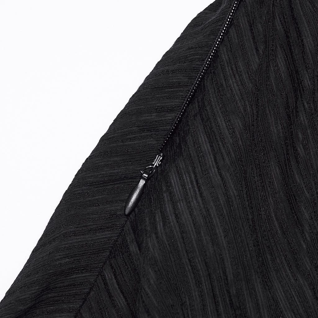 PUNK RAVE Women's Gothic Rose Cutout Plunging Ruffled Sleeveless Maxi Dress