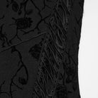 PUNK RAVE Women's Gothic Rose Flocked Lace-up Irregular Hem Long Sleeve Top