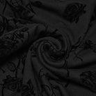 PUNK RAVE Women's Gothic Rose Flocked Lace-up Irregular Hem Long Sleeve Top