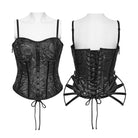PUNK RAVE Women's Gothic Rose Jacquard Lace-up Overbust Corset Black