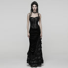 PUNK RAVE Women's Gothic Rose Jacquard Lace-up Overbust Corset Black