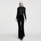 PUNK RAVE Women's Gothic Rose Jacquard Long Sleeve Top Black