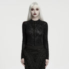 PUNK RAVE Women's Gothic Rose Jacquard Long Sleeve Top Black