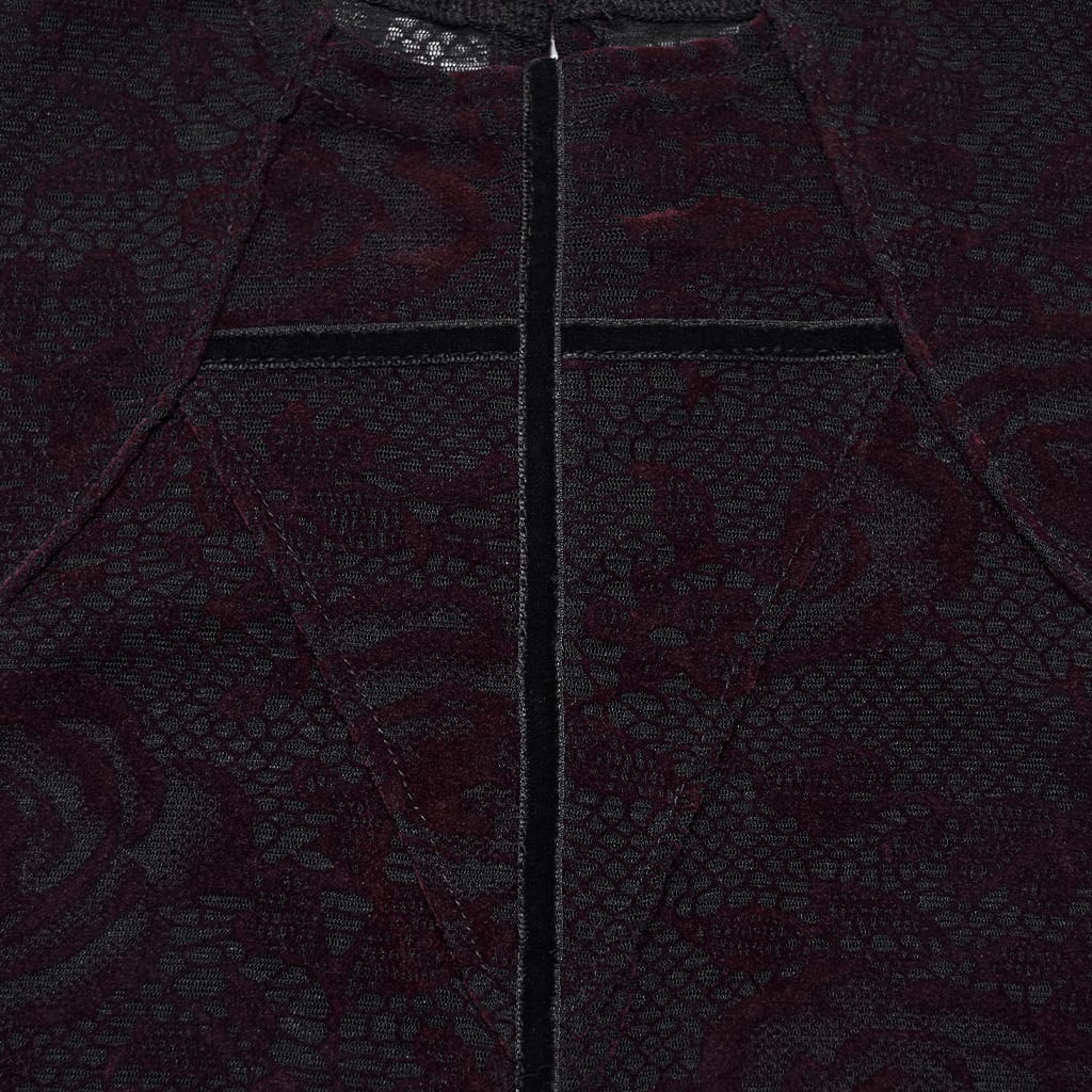 PUNK RAVE Women's Gothic Rose Jacquard Long Sleeve Top Red