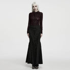 PUNK RAVE Women's Gothic Rose Jacquard Long Sleeve Top Red