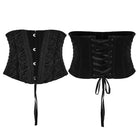 PUNK RAVE Women's Gothic Rose Pattern Lace-up Underbust Corset Black