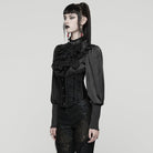 PUNK RAVE Women's Gothic Rose Pattern Lace-up Underbust Corset Black