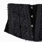 PUNK RAVE Women's Gothic Rose Pattern Lace-up Underbust Corset Black