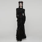 PUNK RAVE Women's Gothic Rose Pattern Lace-up Underbust Corset Red