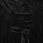 PUNK RAVE Women's Gothic Rose Printed Cutout Bell Sleeved Gown Dress Wedding Dress Black