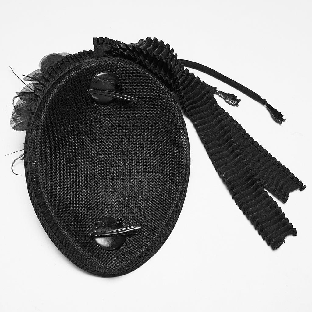 PUNK RAVE Women's Gothic Rose Ribbon Hat