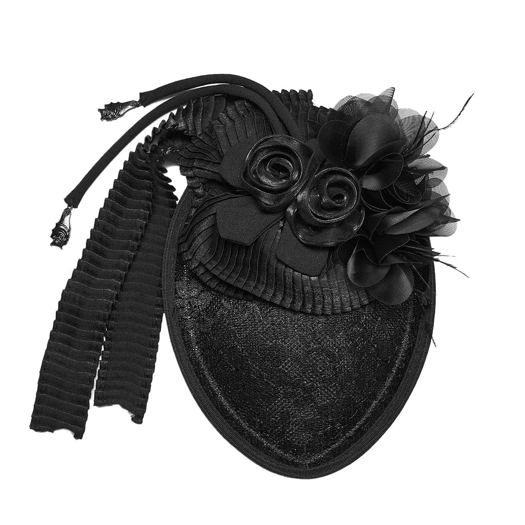 PUNK RAVE Women's Gothic Rose Ribbon Hat