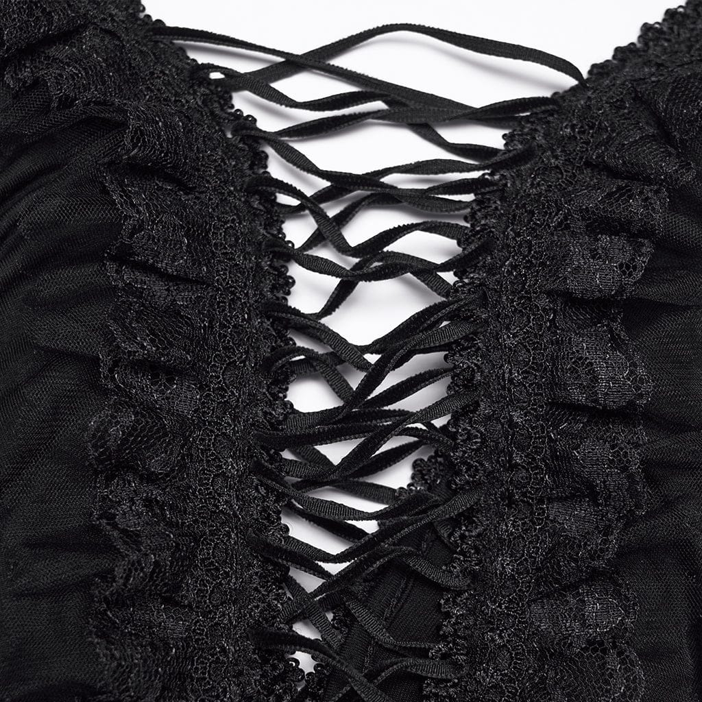 PUNK RAVE Women's Gothic Ruched Cutout Slip Dress Graduation Dress