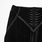 PUNK RAVE Women's Gothic Ruched Lace Splice Flared Velvet Pants