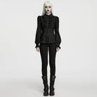 PUNK RAVE Women's Gothic Ruffle Embroidered Bishop Sleeve Shirt