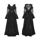 PUNK RAVE Women's Gothic Ruffled Decal Beaded Maxi Dress