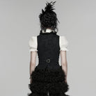 PUNK RAVE Women's Gothic Ruffled Drawstring Vest