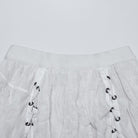 PUNK RAVE Women's Gothic Ruffled Lace Splice Chiffon Lace-up High/low Skirt