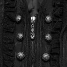 PUNK RAVE Women's Gothic Ruffled Lace Splice Lapel Vest Black