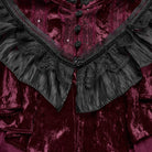 PUNK RAVE Women's Gothic Ruffled Lace Splice Velvet Cape Red