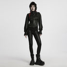 PUNK RAVE Women's Gothic Ruffled Stand Collar Puff Sleeved Shirt