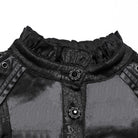 PUNK RAVE Women's Gothic Ruffled Stand Collar Puff Sleeved Shirt