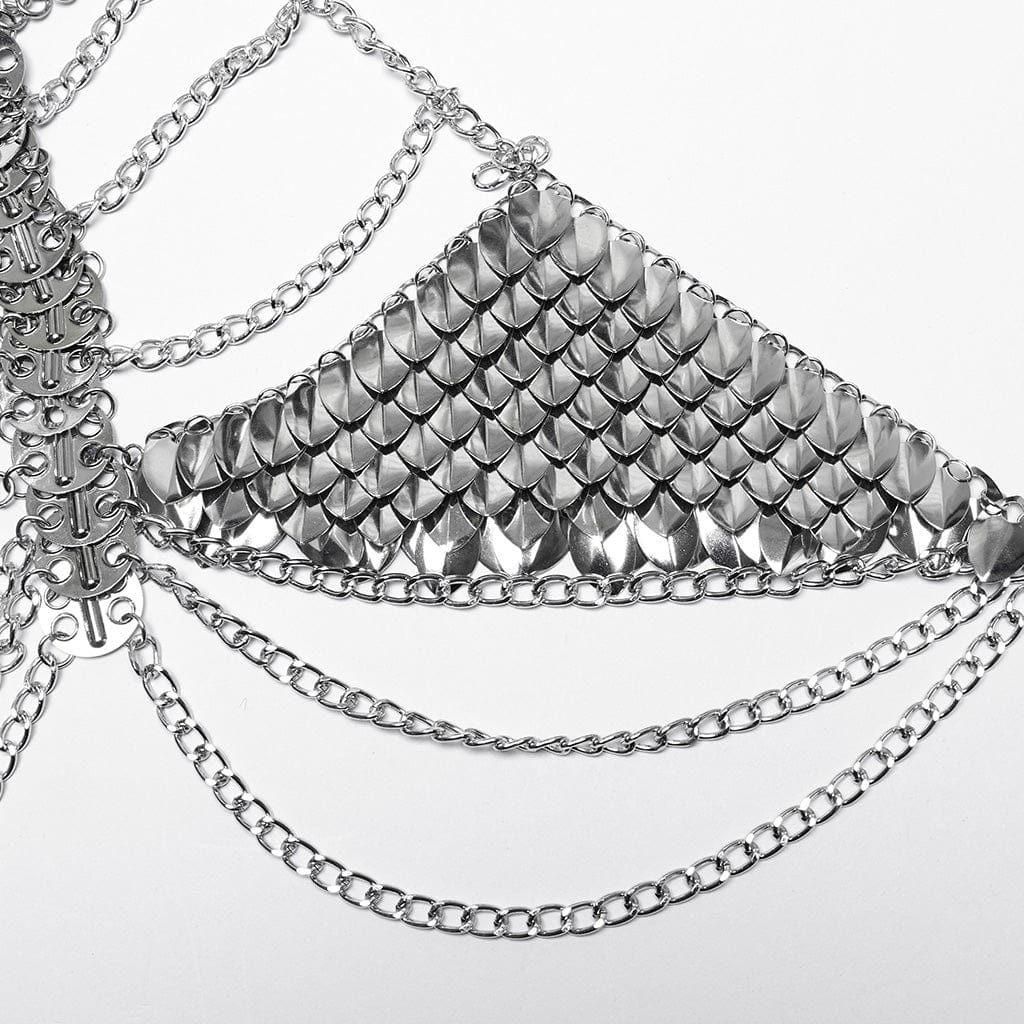 PUNK RAVE Women's Gothic Scale Metal Halterneck Harness
