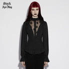 PUNK RAVE Women's Gothic Sheer Ruffled Puff Long Sleeved Shirt