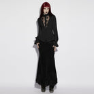 PUNK RAVE Women's Gothic Sheer Ruffled Puff Long Sleeved Shirt