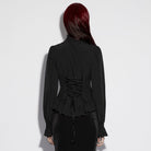 PUNK RAVE Women's Gothic Sheer Ruffled Puff Long Sleeved Shirt