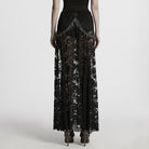 PUNK RAVE Women's Gothic Split Lace Skirt with Studded Chain