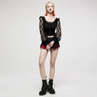 PUNK RAVE Women's Gothic Square Collar Floral Lace Sleeved Jacket