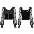 PUNK RAVE Women's Gothic Square Collar Floral Lace Sleeved Jacket