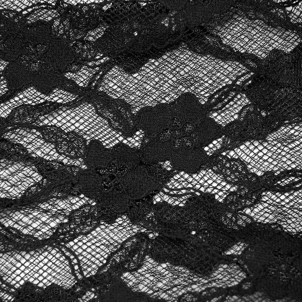 PUNK RAVE Women's Gothic Square Collar Floral Lace Sleeved Jacket