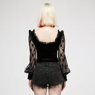 PUNK RAVE Women's Gothic Square Collar Floral Lace Sleeved Jacket