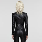 PUNK RAVE Women's Gothic Stand Collar Cutout Ruched Shirt