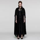 PUNK RAVE Women's Gothic Stand Collar Lace Splice Velvet Cape