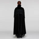 PUNK RAVE Women's Gothic Stand Collar Lace Splice Velvet Cape