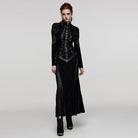 PUNK RAVE Women's Gothic Stand Collar Lace-up Fishtail Dress