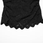 PUNK RAVE Women's Gothic Stand Collar Puff Sleeved Lace Shirt Black