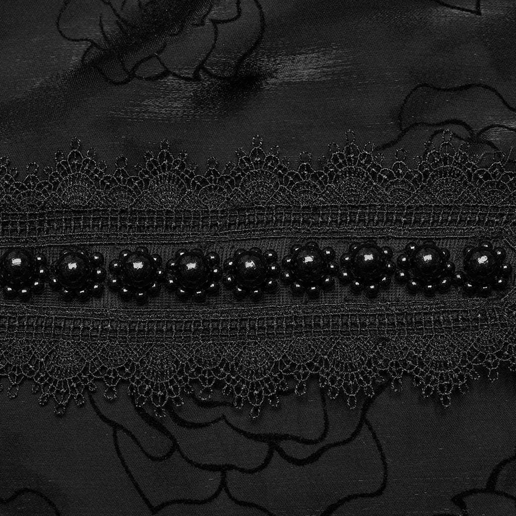 PUNK RAVE Women's Gothic Stand Collar Rose Shirt