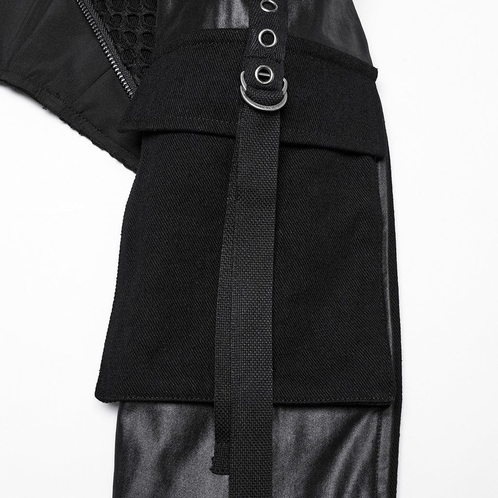 PUNK RAVE Women's Gothic Stand Collar Studded Short Jacket