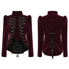 PUNK RAVE Women's Gothic Stand Collar Swallow-tailed Jacket Red