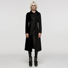 PUNK RAVE Women's Gothic Stand Collar Velvet Splice Coat