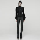 PUNK RAVE Women's Gothic Stripe Faux Leather Leggings